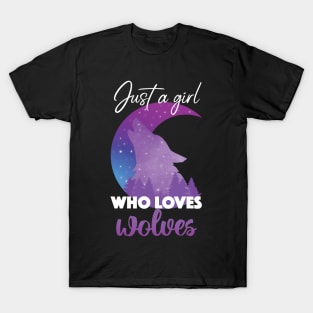 Just a Girl Who Loves Wolves Cute Wolf Lover T-Shirt